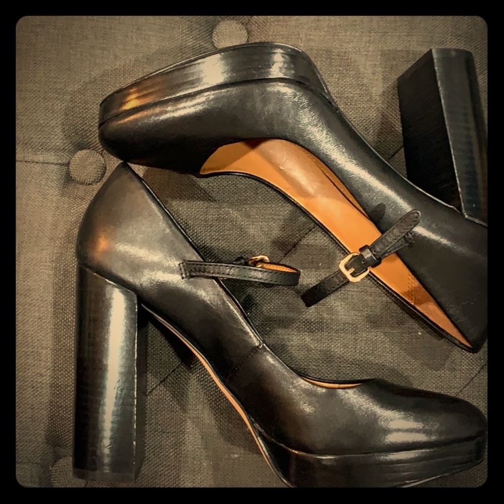 Coach Goldie Black Leather Heels